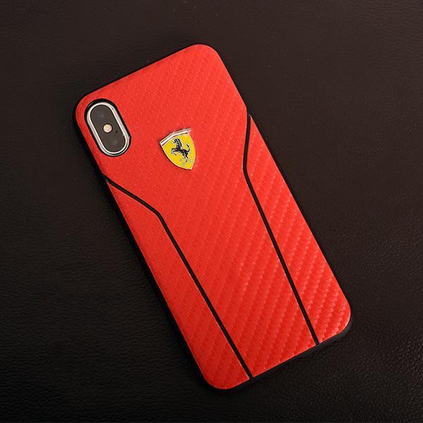 Original Ferrari Case Cover for iPhone XS/X Textured Back - Red (Retail Packaging with Verification Code)