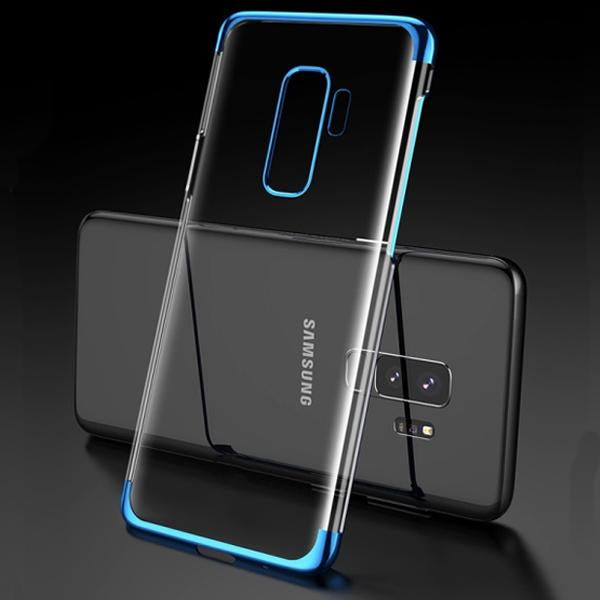 S9 Luxury Fashion Transparent Soft Plated Mobile Cover- Blue