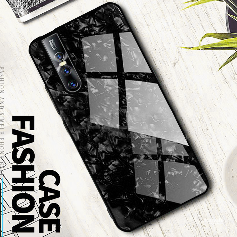 Buy 1 Get 1 FREE: Luxury Marble Pattern Tempered Glass Case + Creative Case for Vivo V15