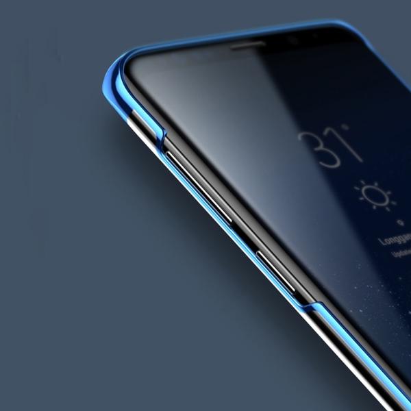 S9 Luxury Fashion Transparent Soft Plated Mobile Cover- Blue