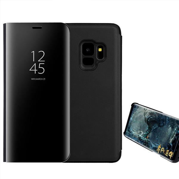 Galaxy A8Plus Mirror Shine Flip Case (Premium) - Black/ Gold/ Blue