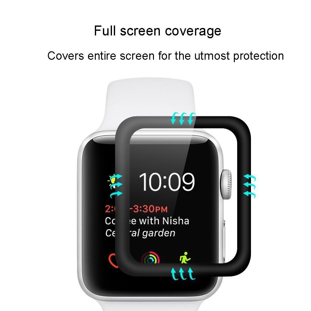 42mm 3D Curved Edge 9H Hardness, Anti-Scratch Resistant Full Screen Coverage Tempered Glass for Apple Watch 42mm Series 3/2/1/Cellular