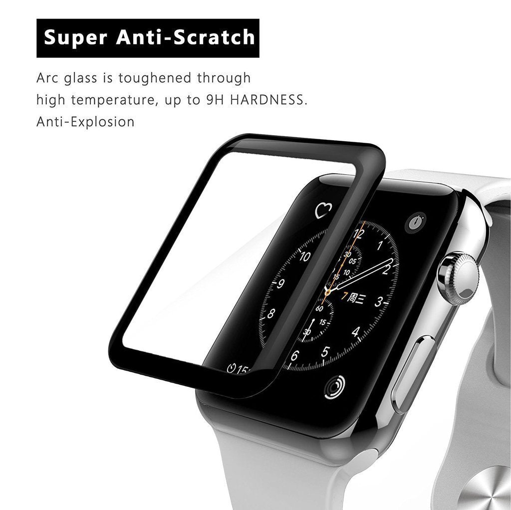 42mm 3D Curved Edge 9H Hardness, Anti-Scratch Resistant Full Screen Coverage Tempered Glass for Apple Watch 42mm Series 3/2/1/Cellular