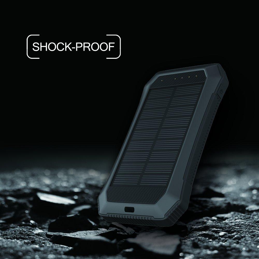 Rugged Solar Power Bank - 10000mAh (6 Months Warranty) Android/iOS Compatible