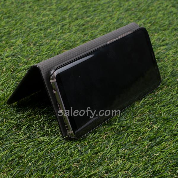 S8 Plus Flip Folio Credit Card Holder Cover Case - Black