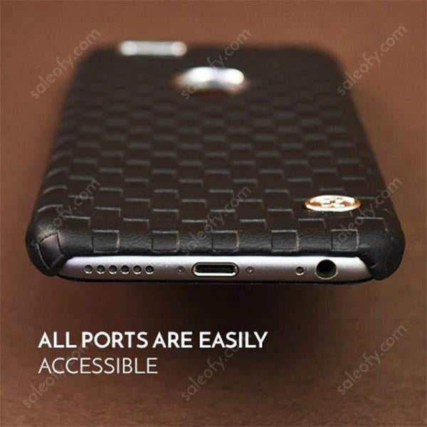 iPhone 6s+/6+ Plus Dual Black Color PU Leather Cover with Metallic Logo Display Case for Apple [5.5"]