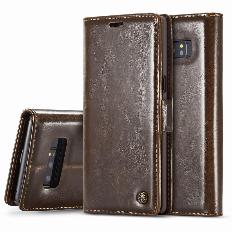 Galaxy S9Plus Flip Folio Leather Credit Card Holder Cover Case - Brown