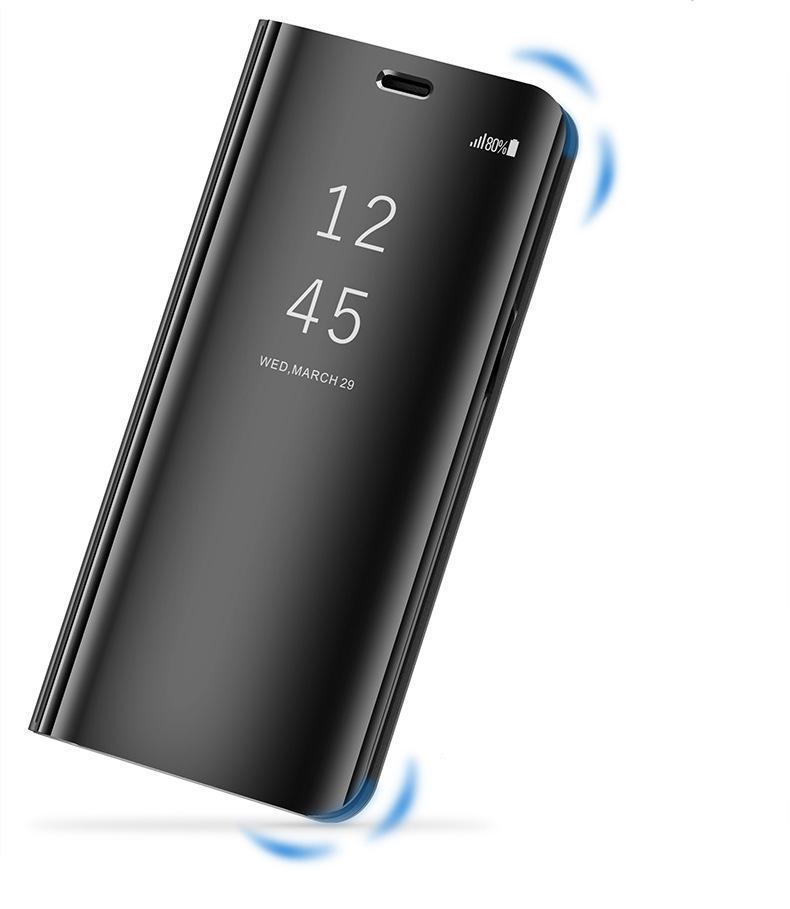 One Plus 6 Mirror Shine Flip Case (Premium) - Black/ Blue/ Gold