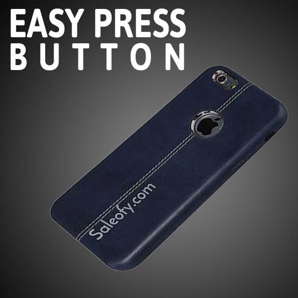 iPhone 6s+/6+ Plus Blue Leather Cover with Metallic Logo Display Case for Apple [5.5"]