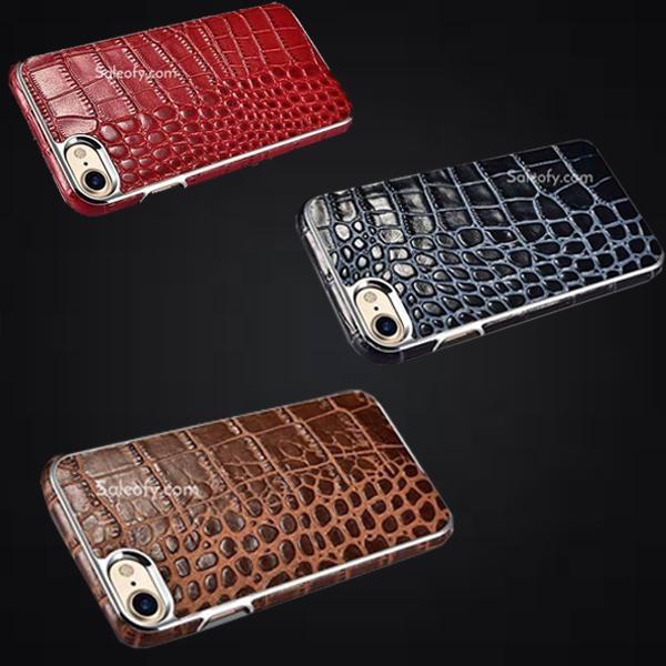 iPhone 8 Electroplating Alligator Embossed Genuin Back Case Cover