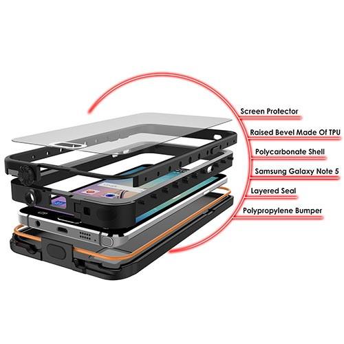 Note 5 Waterproof Slim Cover - Black Case Water/Shock/Dirt/Snow Proof