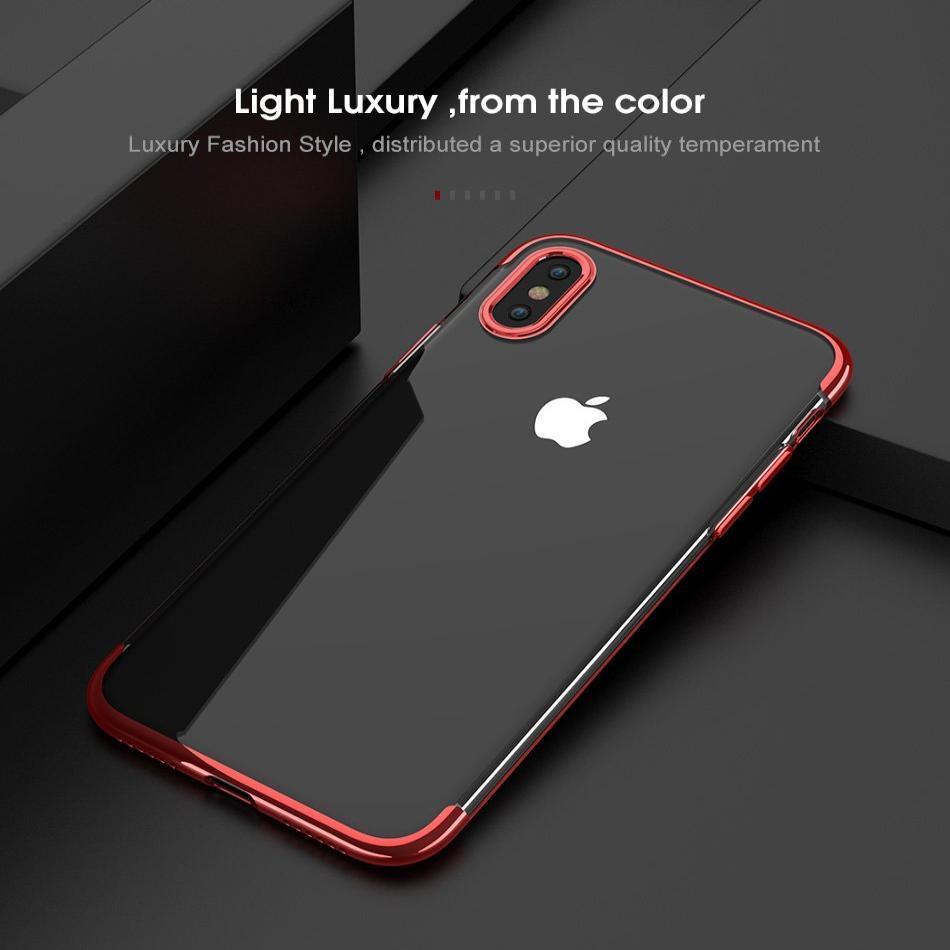 Original Luxury Plated Crystal Clear Silicon Cover Case For iPhone XS/X