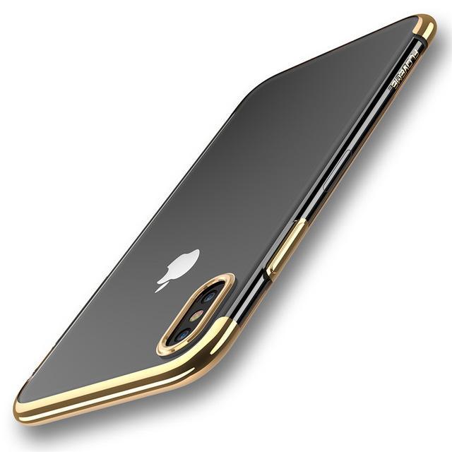 Original Luxury Plated Crystal Clear Silicon Cover Case For iPhone XS/X