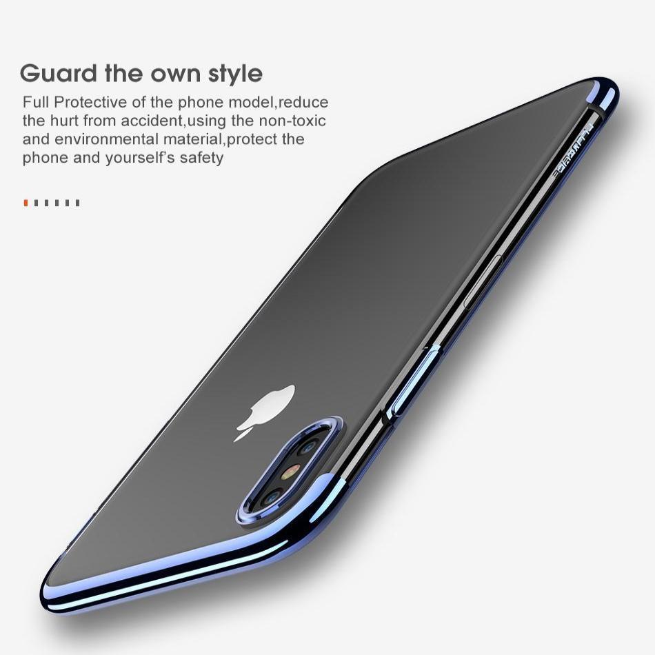 Original Luxury Plated Crystal Clear Silicon Cover Case For iPhone XS/X