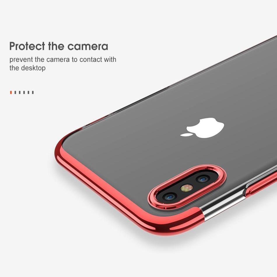 Original Luxury Plated Crystal Clear Silicon Cover Case For iPhone XS/X