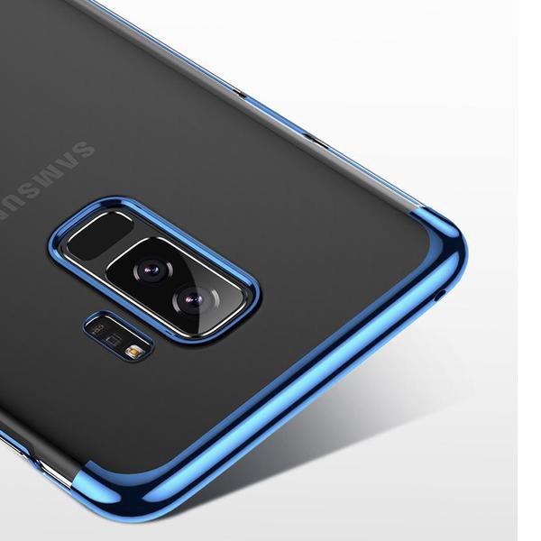 S9 Luxury Fashion Transparent Soft Plated Mobile Cover- Blue