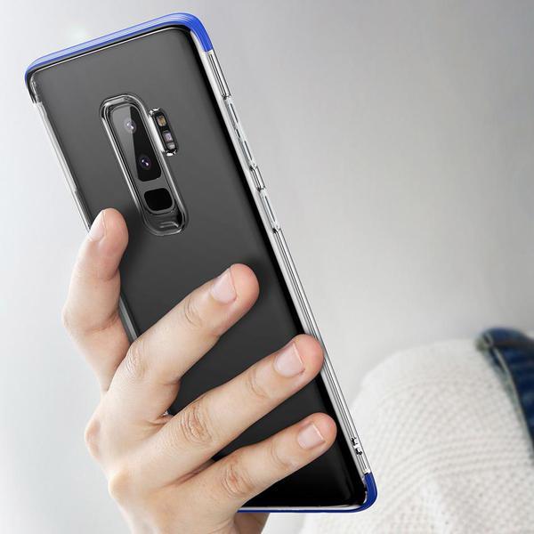 S9 Luxury Fashion Transparent Soft Plated Mobile Cover- Blue