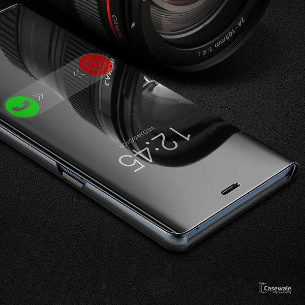 S9 Plus Mirror Shine Flip Case (Premium) - Black