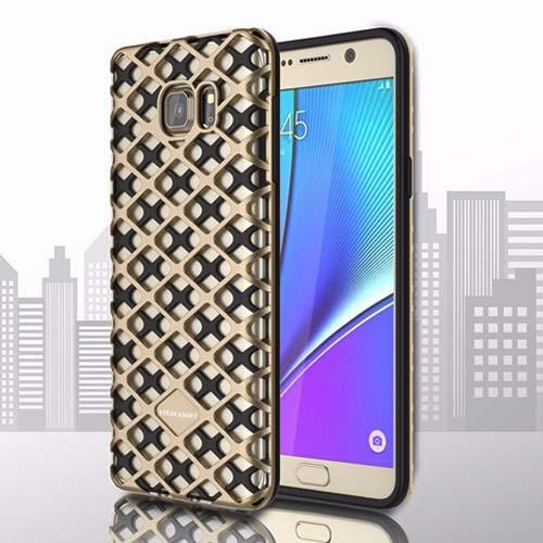Samsung Note 5 Gold and Black Back Case Cover made with TPU + PC - Hybrid Design