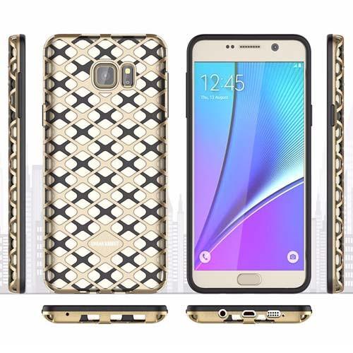 Samsung Note 5 Gold and Black Back Case Cover made with TPU + PC - Hybrid Design