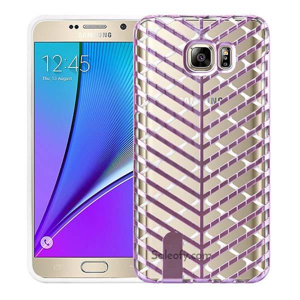 Samsung Note 5 Pink and White Back Case Cover made with TPU + PC - Hybrid Design