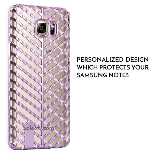 Samsung Note 5 Pink and White Back Case Cover made with TPU + PC - Hybrid Design