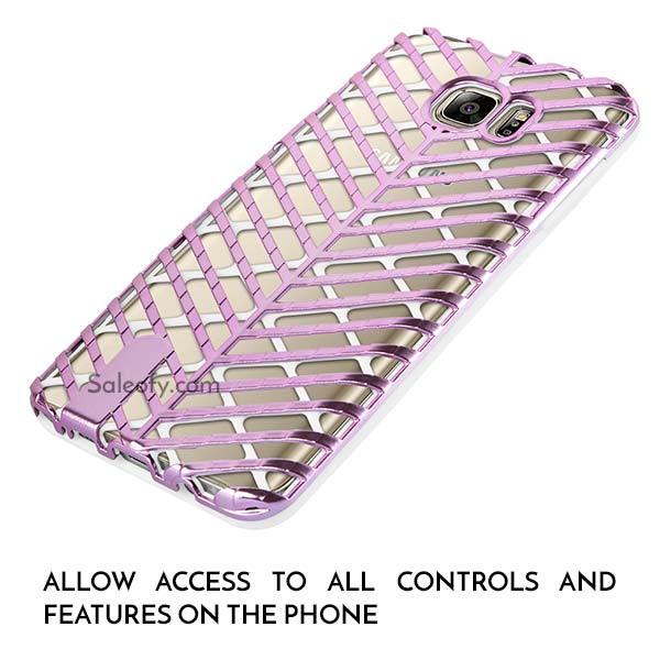 Samsung Note 5 Pink and White Back Case Cover made with TPU + PC - Hybrid Design