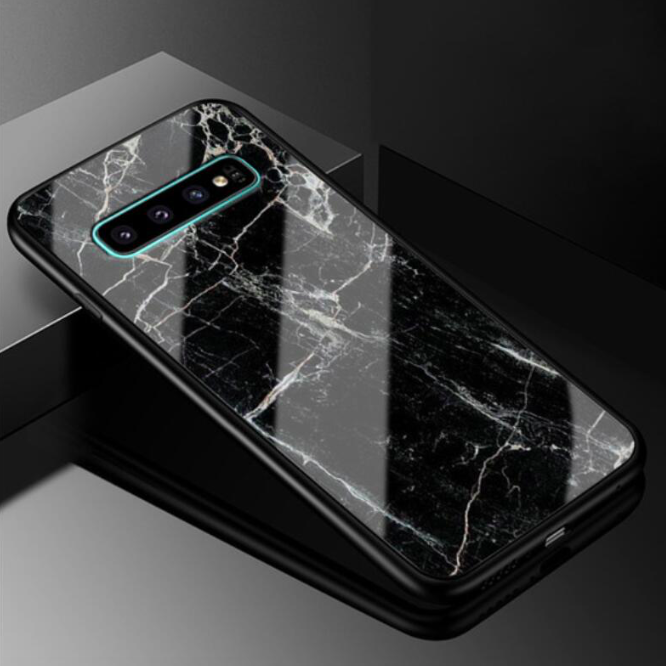 Luxury Marble Design Glass Black Marble Case For Galaxy S10 Plus