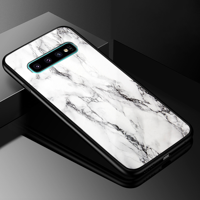 Luxury Marble Design Glass Black Marble Case For Galaxy S10 Plus
