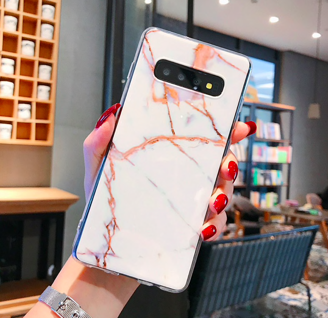 Luxury Marble Design Glass Black Marble Case For Galaxy S10 Plus