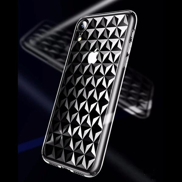 Diamond Cut Glass Case with Air Bags Protection For iPhone XR