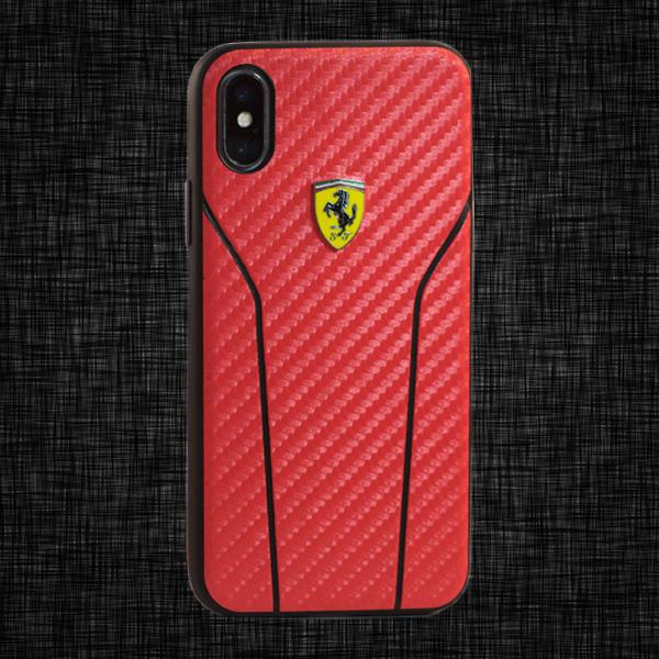 Original Ferrari Case Cover for iPhone XS/X Textured Back - Red (Retail Packaging with Verification Code)