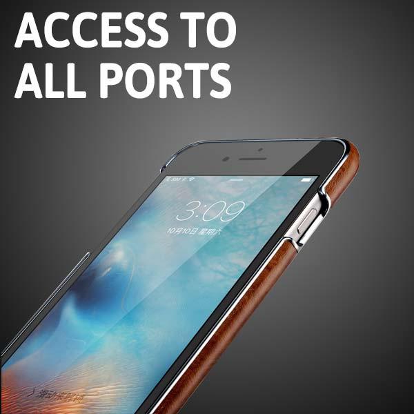 iPhone 6s Plus/ 6 Plus Electroplating Leather Back Case Cover - Brown