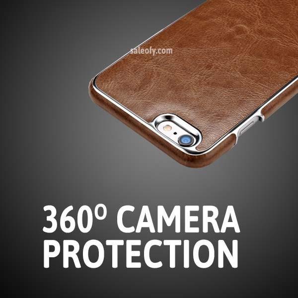 iPhone 6s Plus/ 6 Plus Electroplating Leather Back Case Cover - Brown