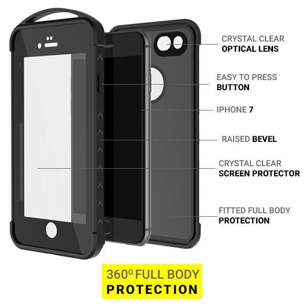 iPhone 6+ /6S+ Plus Waterproof/ Shockproof/ Snowproof Armor Case Cover - Black for 6/6S+ Plus