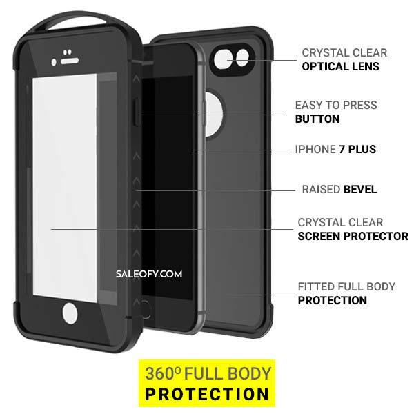 iPhone 7+ Plus WATERPROOF/ SHOCKPROOF/ SNOWPROOF ARMOR COVER CASE - BLACK