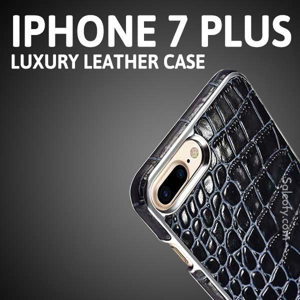 iPhone 7+ Plus Electroplating Alligator Embossed Genuine Back Case Cover - Black