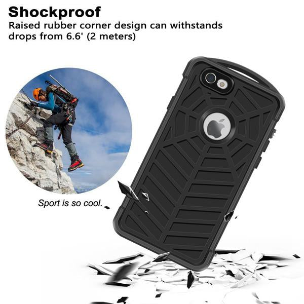 iPhone 6+ /6S+ Plus Waterproof/ Shockproof/ Snowproof Armor Case Cover - Black for 6/6S+ Plus