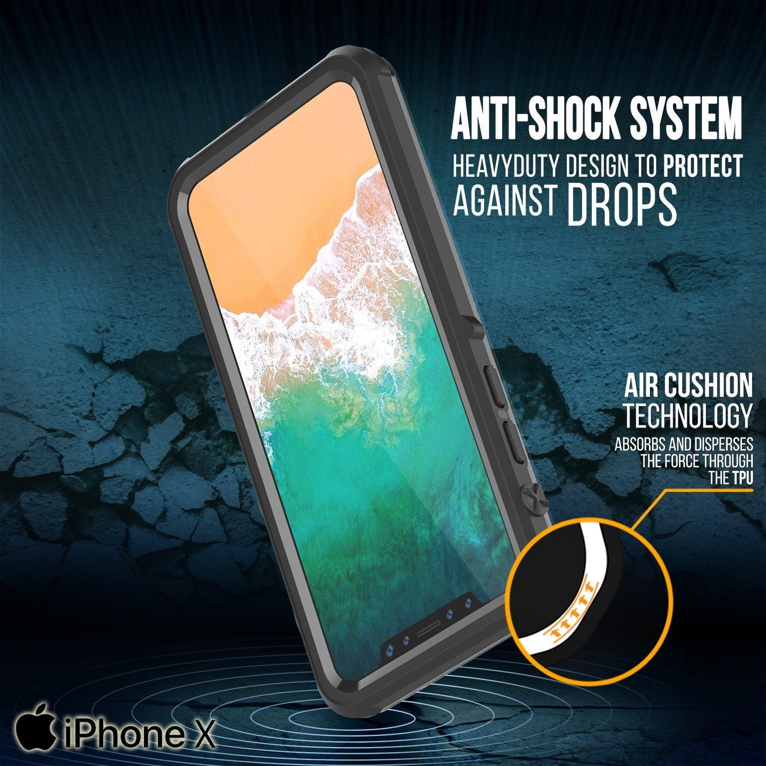 Shockproof/Waterproof Black Cover Case Cover for Apple iPhone XS/X