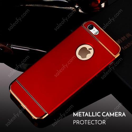 iPhone SE/5S/5C Red Metal + PU with Metallic Logo Display Case Cover for Apple