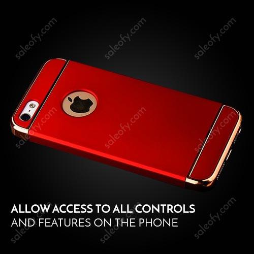 iPhone SE/5S/5C Red Metal + PU with Metallic Logo Display Case Cover for Apple