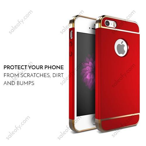 iPhone SE/5S/5C Red Metal + PU with Metallic Logo Display Case Cover for Apple
