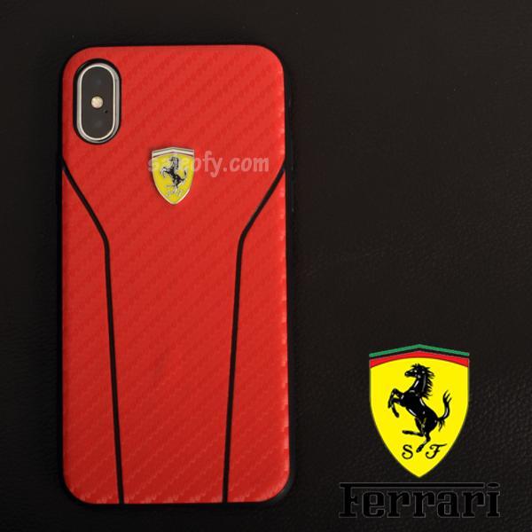 Original Ferrari Case Cover for iPhone XS/X Textured Back - Red (Retail Packaging with Verification Code)