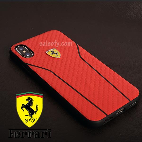 Original Ferrari Case Cover for iPhone XS/X Textured Back - Red (Retail Packaging with Verification Code)