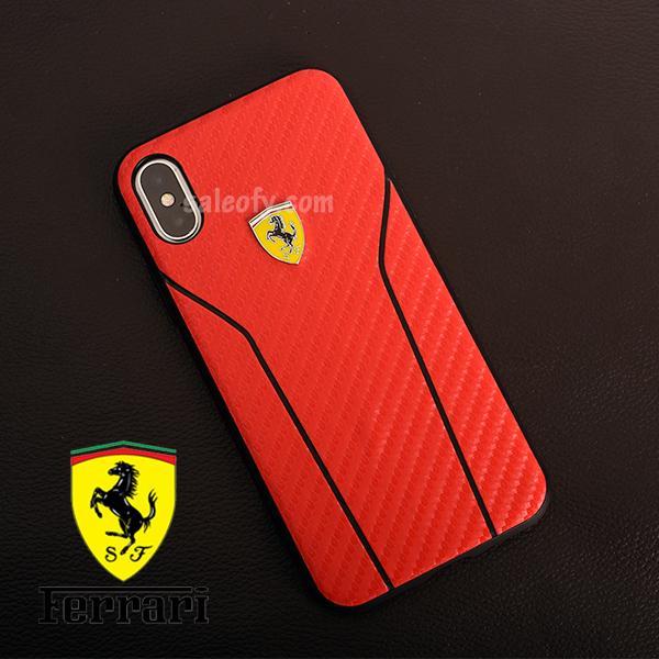 Original Ferrari Case Cover for iPhone XS/X Textured Back - Red (Retail Packaging with Verification Code)