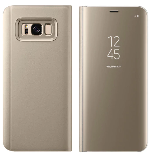 One Plus 6 Mirror Shine Flip Case (Premium) - Black/ Blue/ Gold