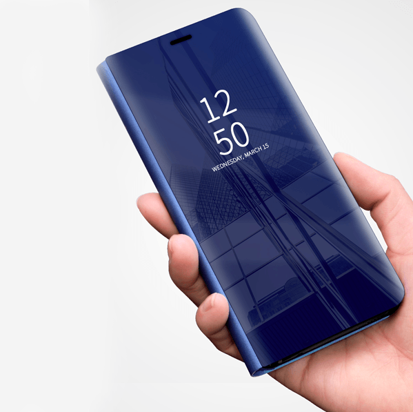 Galaxy S9 Mirror Shine Flip Case (Box Packing) - Black/ Blue