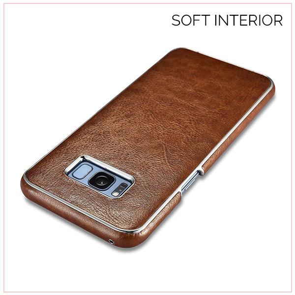 S8 Plus Platinum Brown Leather Electroplating Cover Case
